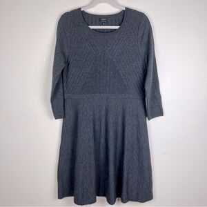 Talbots | Classic Wool Merino Textured Fit & Flare Sweater Dress Grey | LP